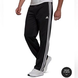 Adidas Men's black Essentials Warm-Up Open Hem 3-Stripes Track Pants XL size